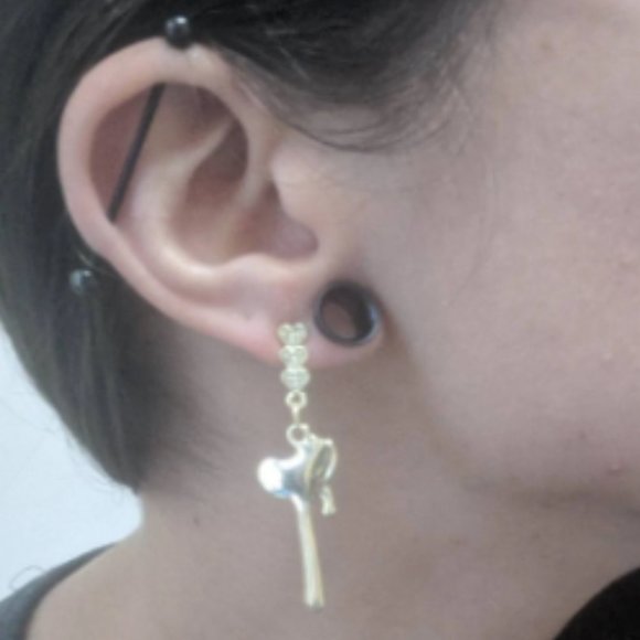 Silver Melting Hearts Hanging Earrings - Picture 2 of 5